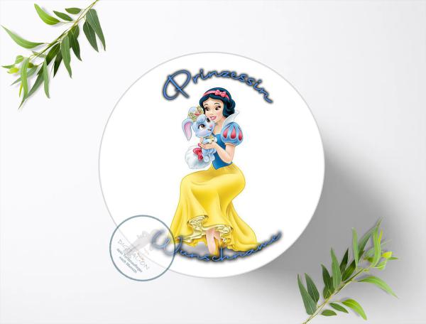 Prinzessin Schneewittchen mit Wunschname, Tortenaufleger Ø 20cm, 0308z